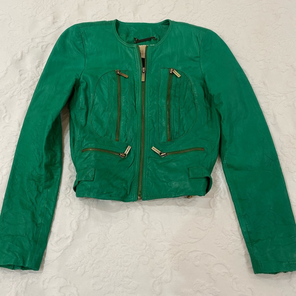 Michael Kors Green Leather Jacket